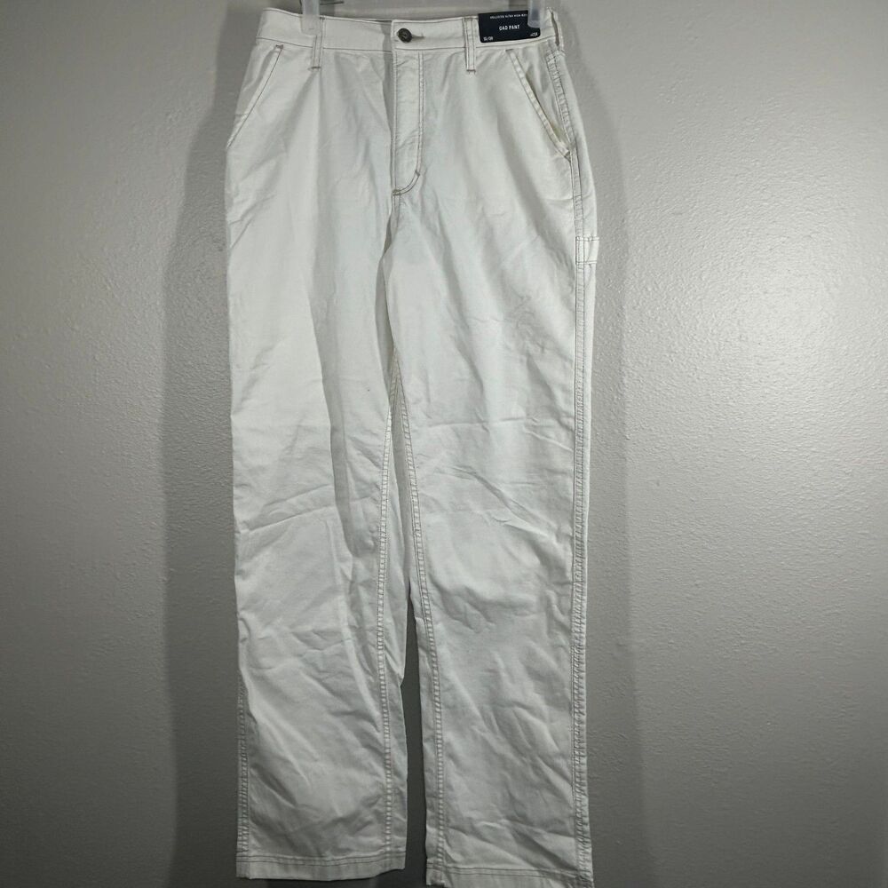 Hollister Dad Pant Womens W25R Ultra High-Rise Straight Leg White Cargo Casual